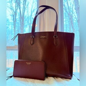 Kate Spade Deep Red Tote and Wallet Set